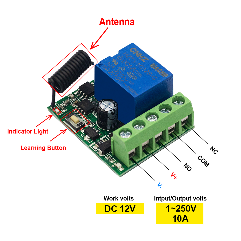QIACHIP 433MHz DC 12V bezprzew – 433Mhz Receiver Module recenzja i cena